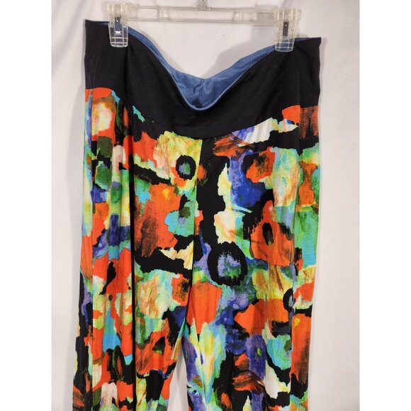 Women With Control Plus Pant Print Wide Leg Resort Beach 1X - Picture 2 of 5